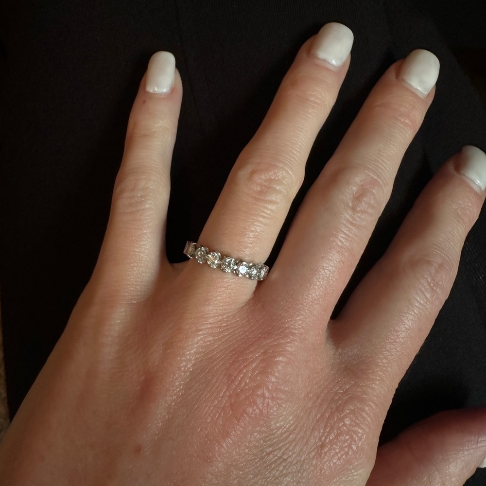 Diamond band. 14K white gold, seven 0.49 to 0.57 carat diamonds